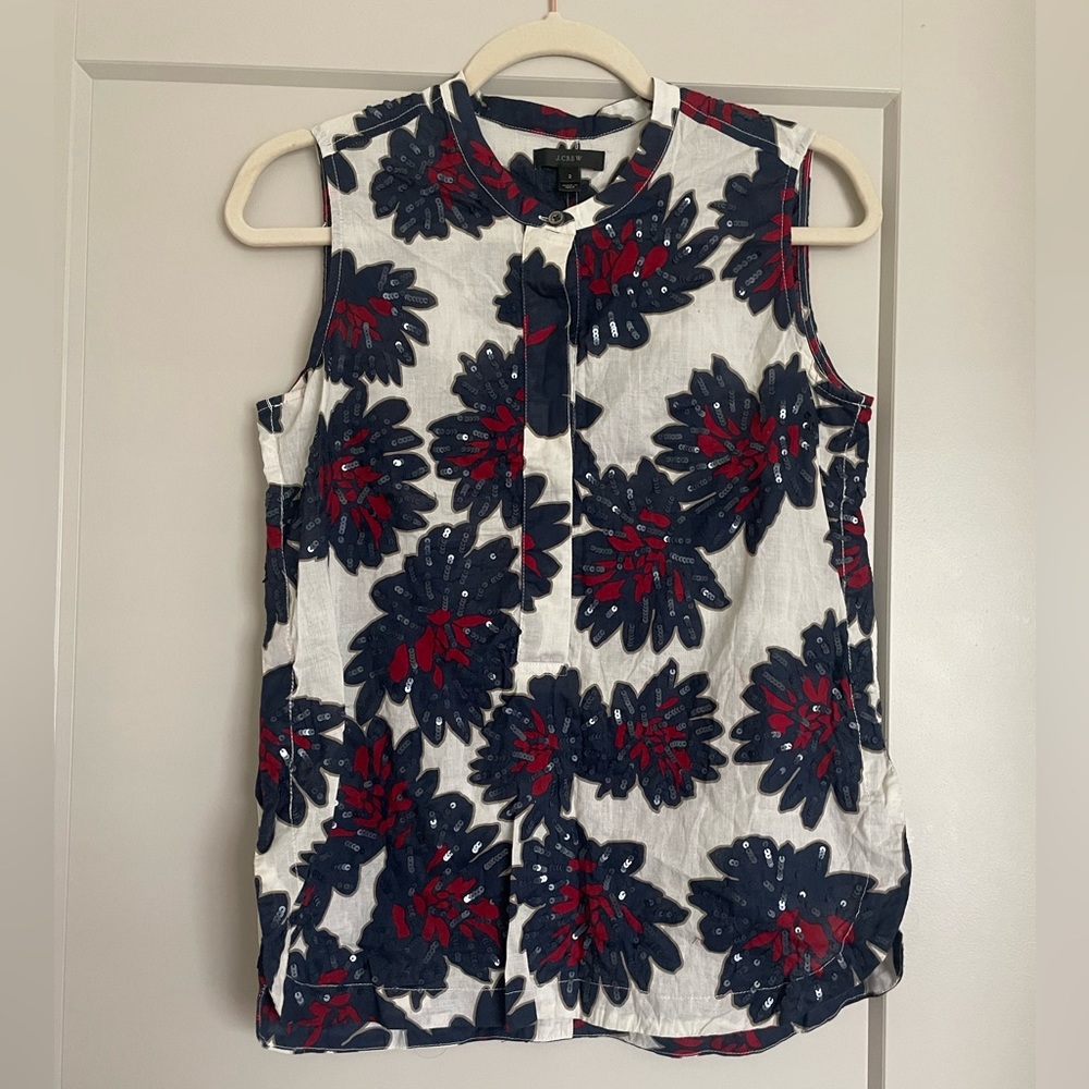 Jcrew floral sequin top size 2